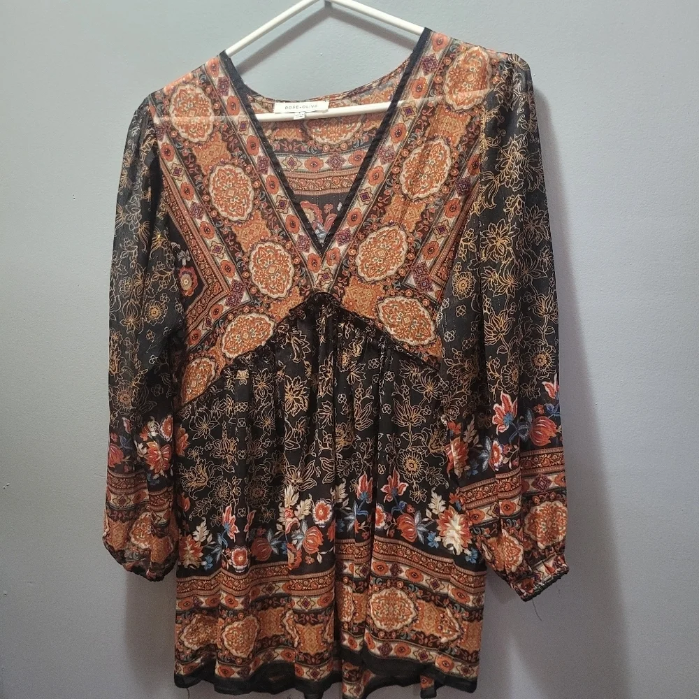 Rose & Olive Boho Chic Long Sleeve Tunic S - Picture 3 of 8